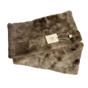 Faux Fur Scarf Brown Soft Plush Winter Wrap Shawl Cozy Warm Luxurious NWT